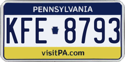 PA license plate KFE8793