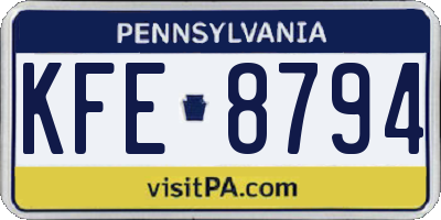 PA license plate KFE8794