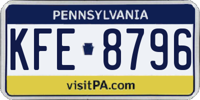PA license plate KFE8796
