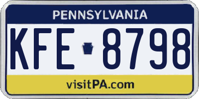 PA license plate KFE8798