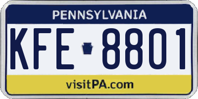 PA license plate KFE8801
