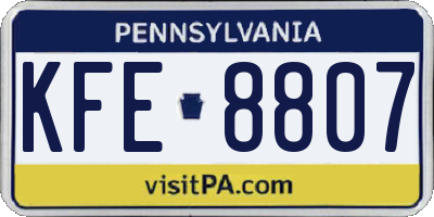 PA license plate KFE8807