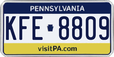 PA license plate KFE8809