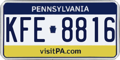 PA license plate KFE8816