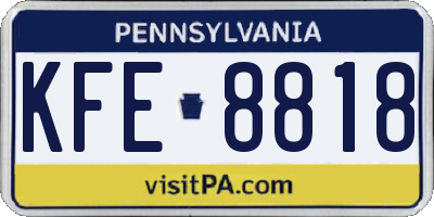 PA license plate KFE8818
