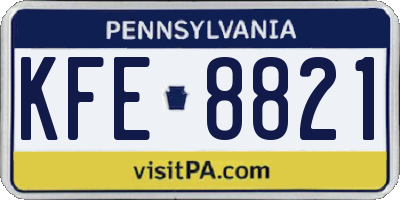 PA license plate KFE8821