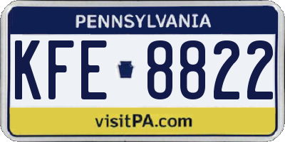 PA license plate KFE8822