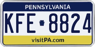 PA license plate KFE8824