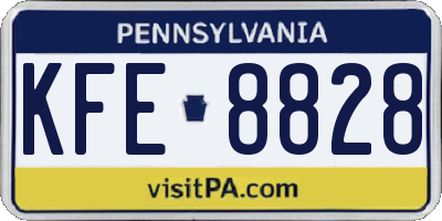 PA license plate KFE8828