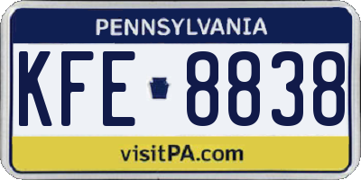PA license plate KFE8838
