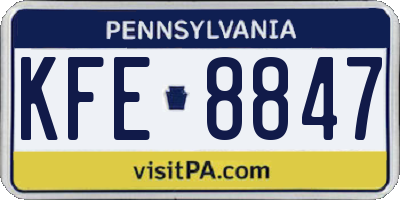 PA license plate KFE8847
