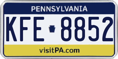 PA license plate KFE8852