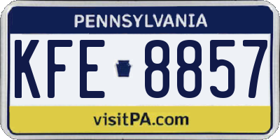 PA license plate KFE8857