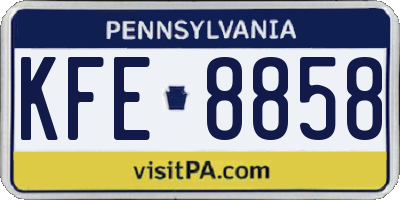 PA license plate KFE8858