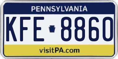 PA license plate KFE8860