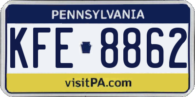 PA license plate KFE8862