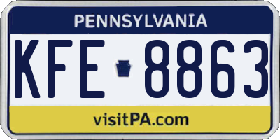 PA license plate KFE8863