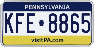 PA license plate KFE8865