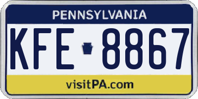 PA license plate KFE8867