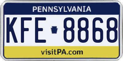 PA license plate KFE8868