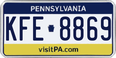 PA license plate KFE8869