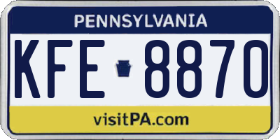 PA license plate KFE8870