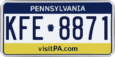 PA license plate KFE8871