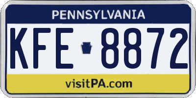 PA license plate KFE8872