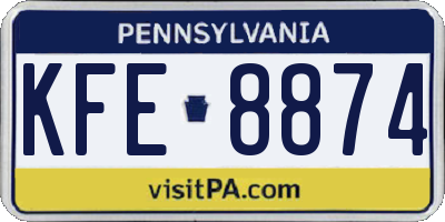 PA license plate KFE8874