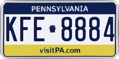 PA license plate KFE8884