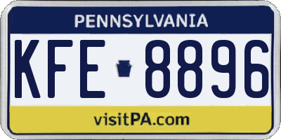 PA license plate KFE8896