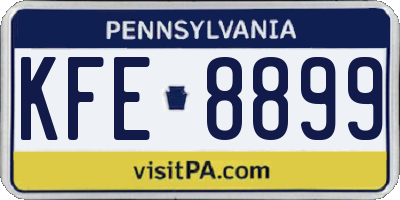 PA license plate KFE8899