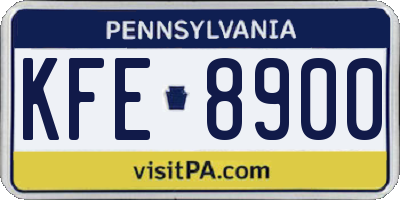 PA license plate KFE8900