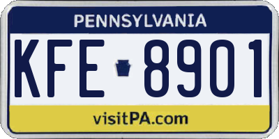 PA license plate KFE8901