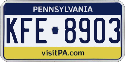 PA license plate KFE8903