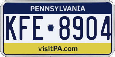 PA license plate KFE8904