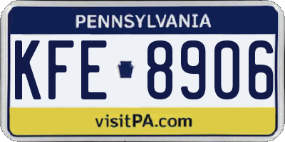 PA license plate KFE8906