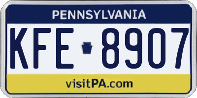 PA license plate KFE8907