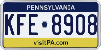 PA license plate KFE8908