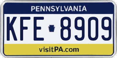 PA license plate KFE8909