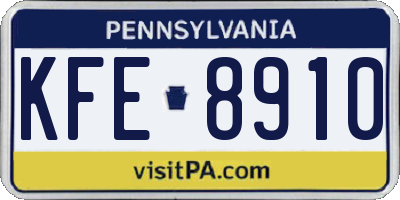 PA license plate KFE8910
