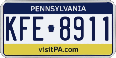 PA license plate KFE8911