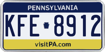 PA license plate KFE8912