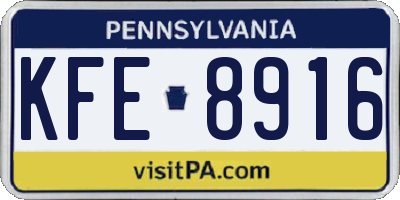 PA license plate KFE8916