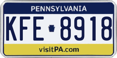 PA license plate KFE8918