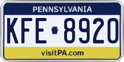 PA license plate KFE8920