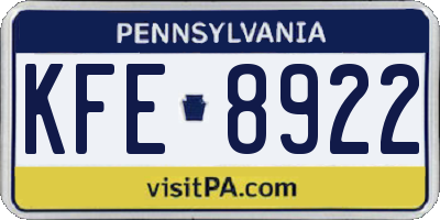 PA license plate KFE8922