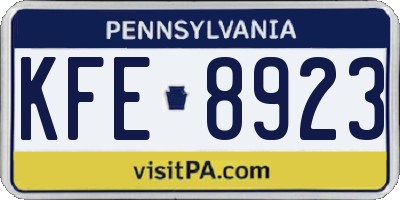 PA license plate KFE8923
