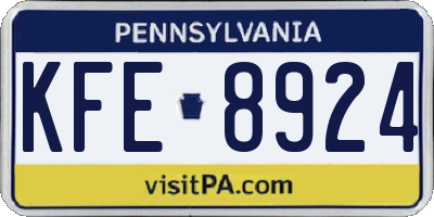 PA license plate KFE8924
