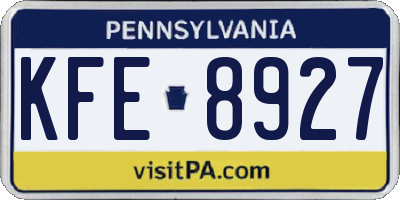 PA license plate KFE8927